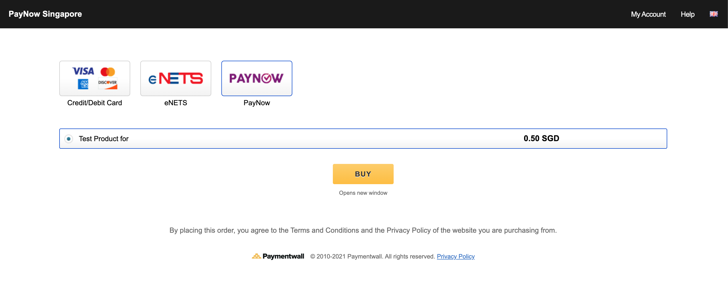 PayNow select payment method